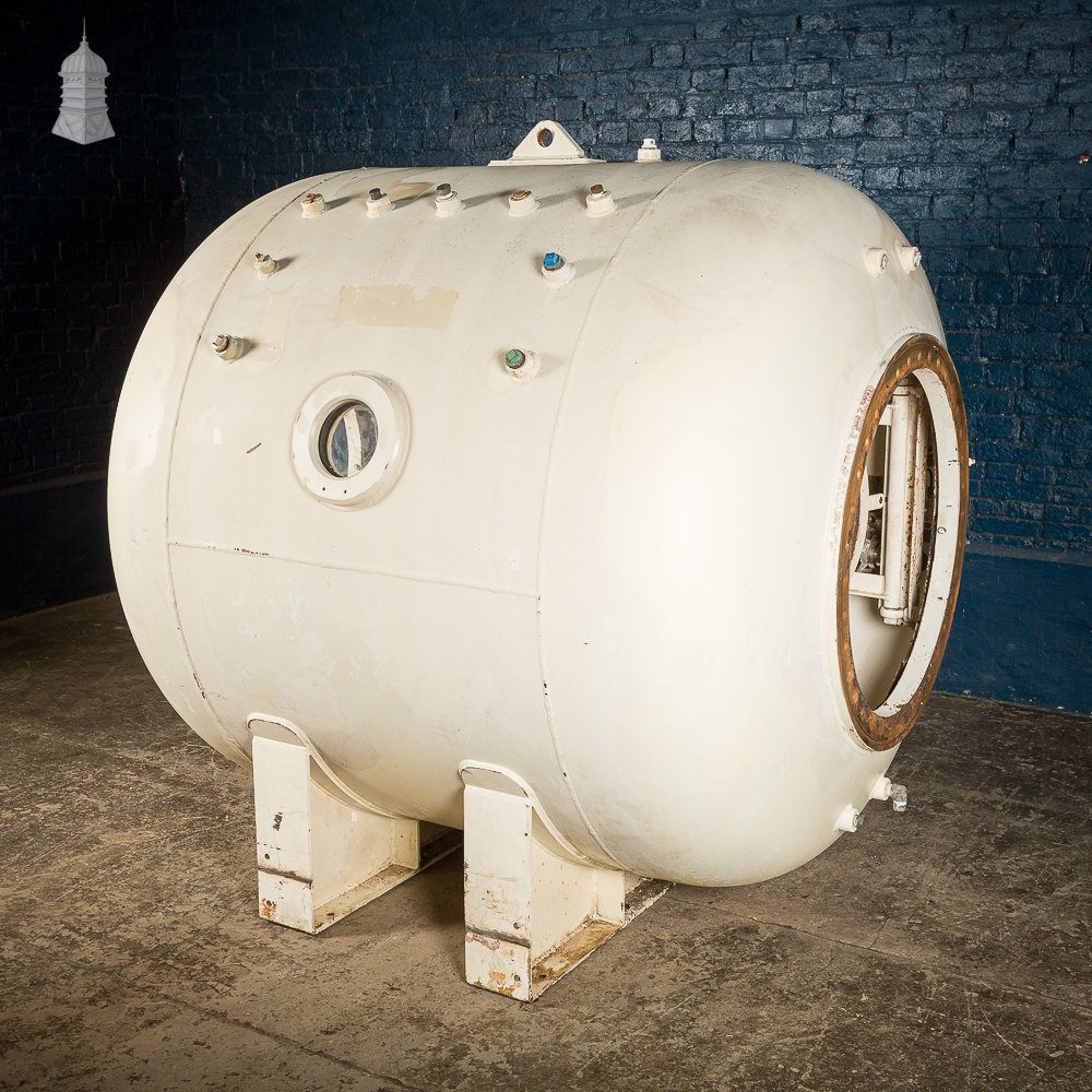 Large White Decommissioned Decompression Chamber Pod