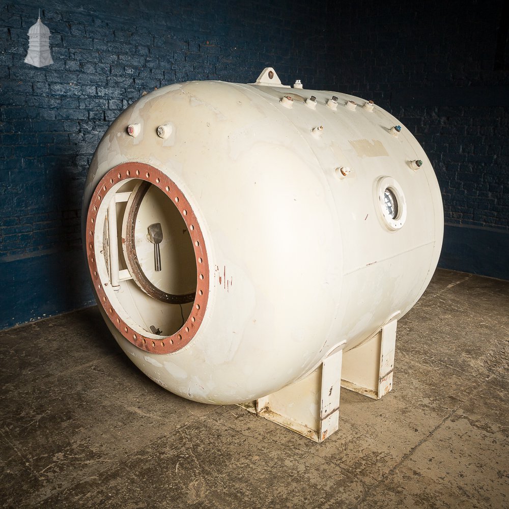 Large White Decommissioned Decompression Chamber Pod