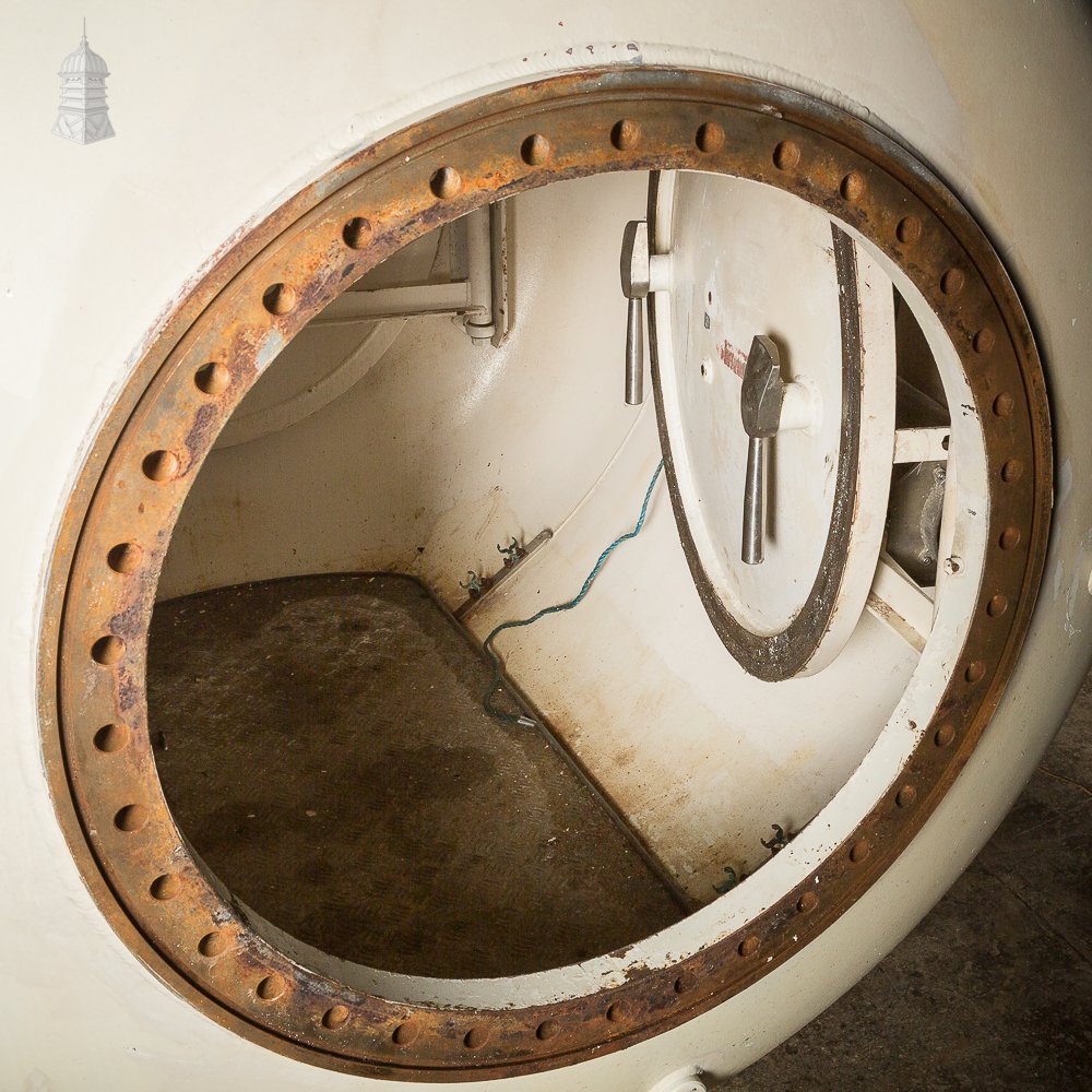 Large White Decommissioned Decompression Chamber Pod