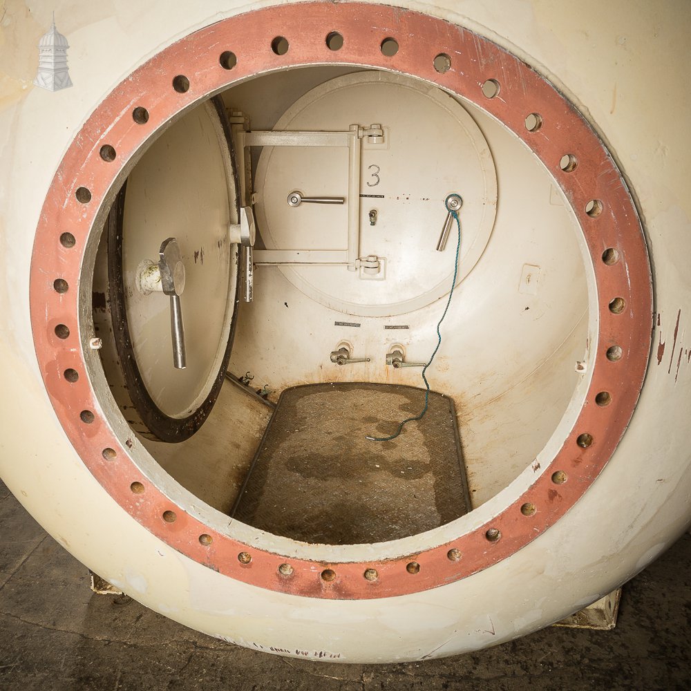 Large White Decommissioned Decompression Chamber Pod