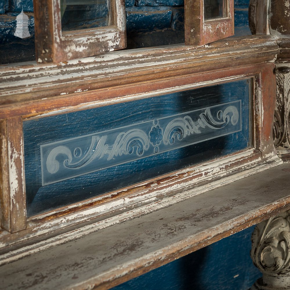 19th C Mahogany Snob Screen Victorian Pub Divider With Etched Glass