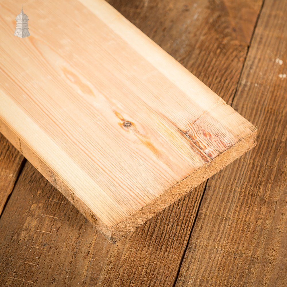 Batch of 29 Square Metres of Oxidised Face Pine Floorboards Cut from Floor Joists Salvaged from Norwich Castle