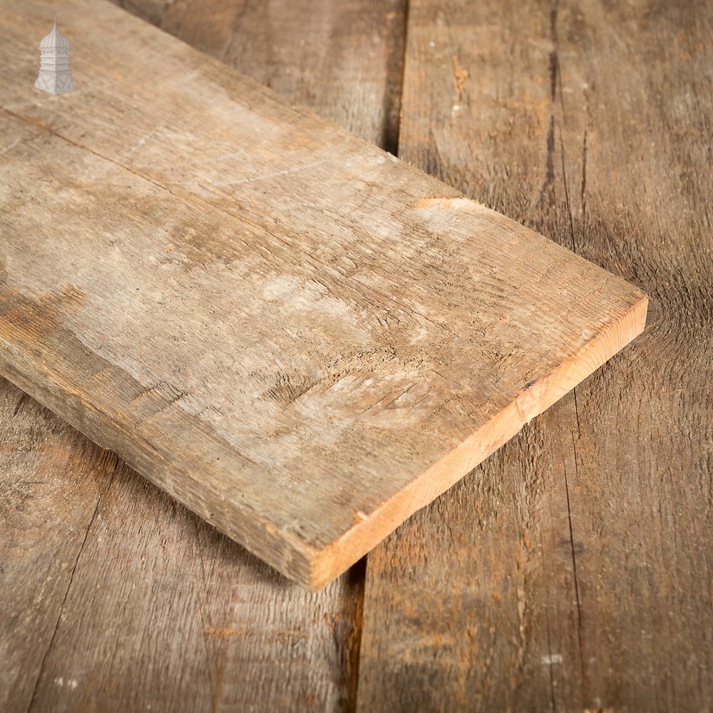 Batch of 74 Square Metres of Oxidised Face Pine Floorboards Cut from Floor Joists Salvaged from Norwich Castle