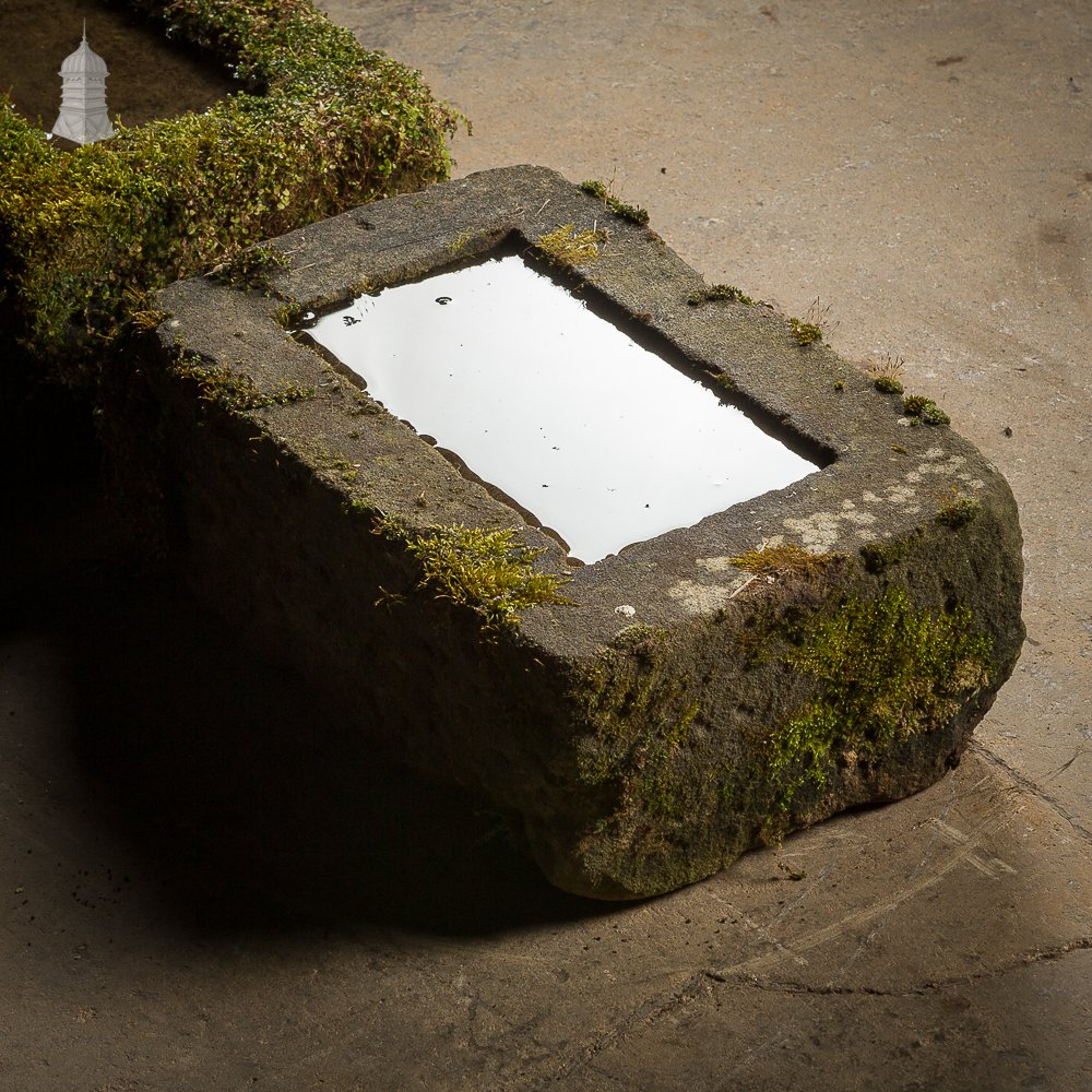 Pair of Small Weathered Shallow Stone Troughs