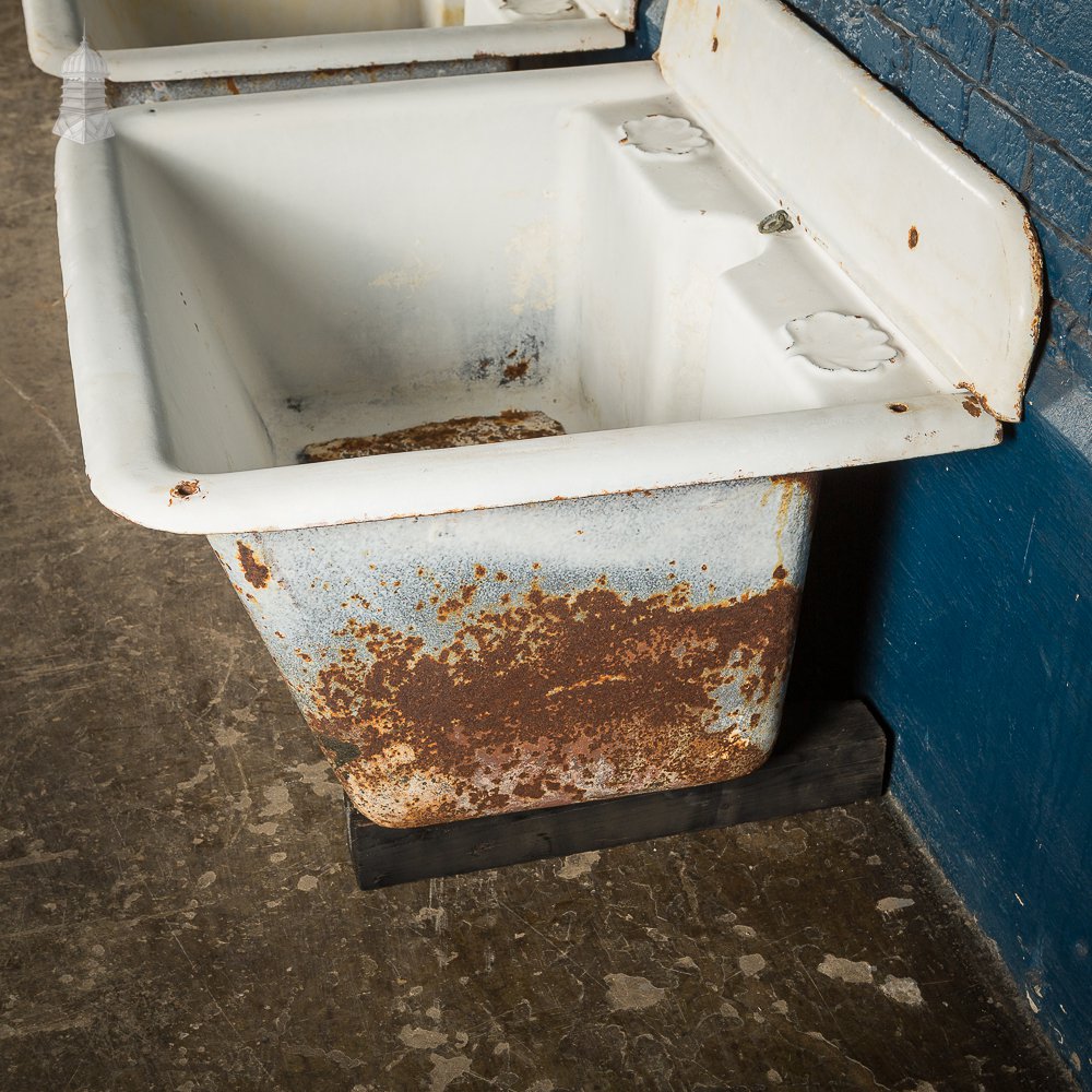 Pair of Large Cast Iron Sinks with Back Splash