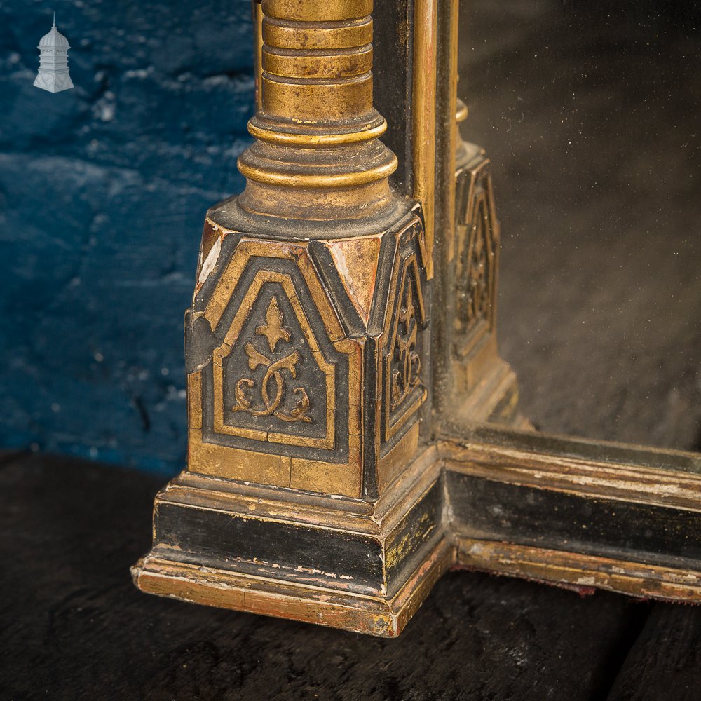 19th C Gold Flanked Column Niche Mirror