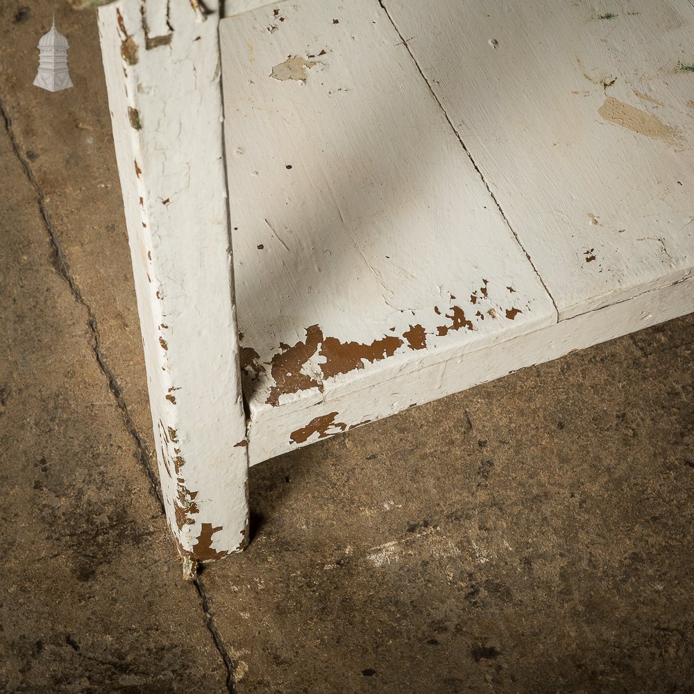 Small Rustic 18th C Pine Table with Distressed White Paint Finish