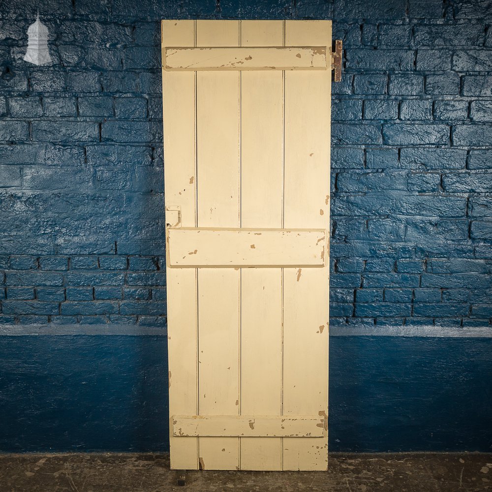 Small Georgian Cream Painted Cottage Door with Distressed Paint Finish