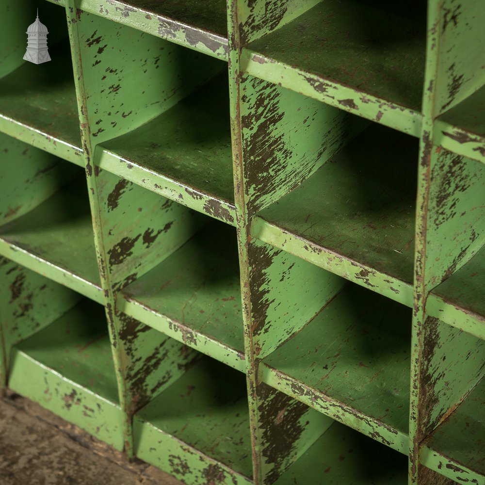 Green Painted Steel Industrial Workshop Pigeonhole Shelf Unit