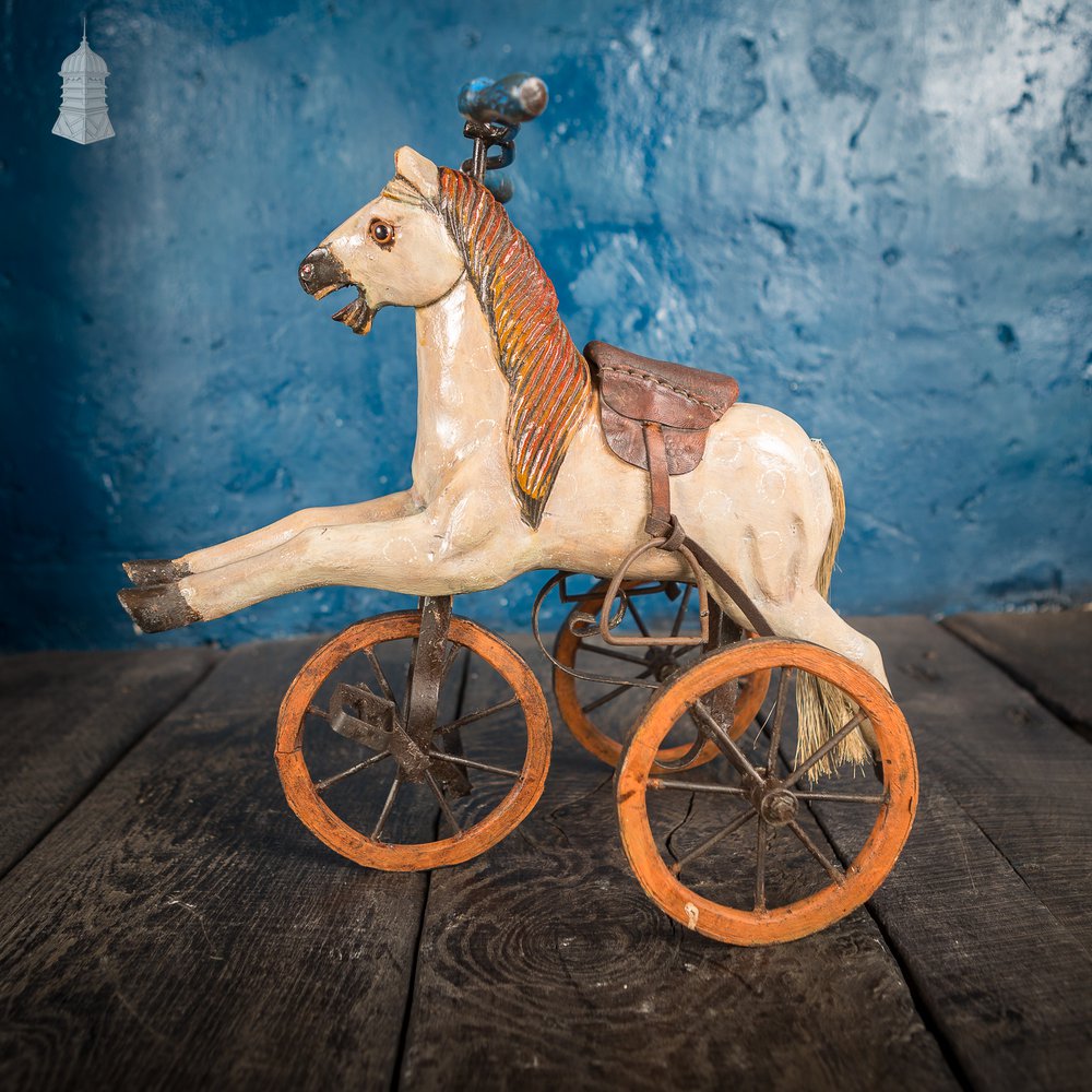 Small Vintage Wooden Tricycle Horse