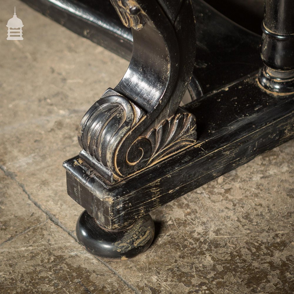 Ebonized Teak Colonial Marble Top Desk With Ornate Detail Circa 1870 Calcutta