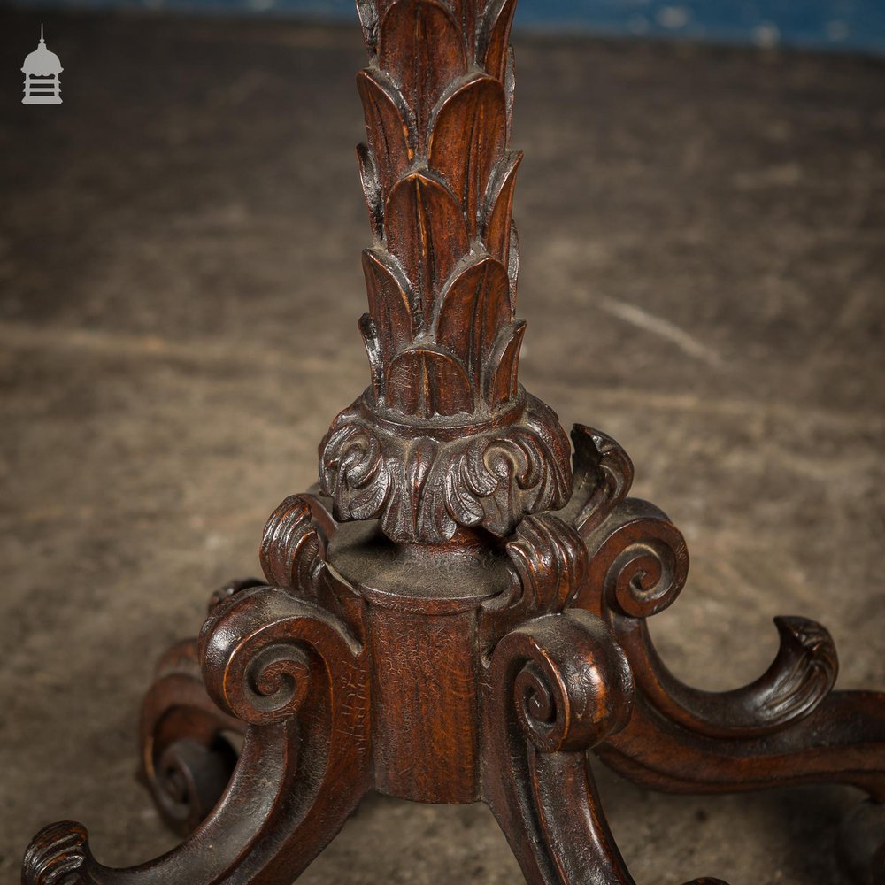 Ornate 18th C Tripod Base with Later Slate Hand Painted Chess Table Top