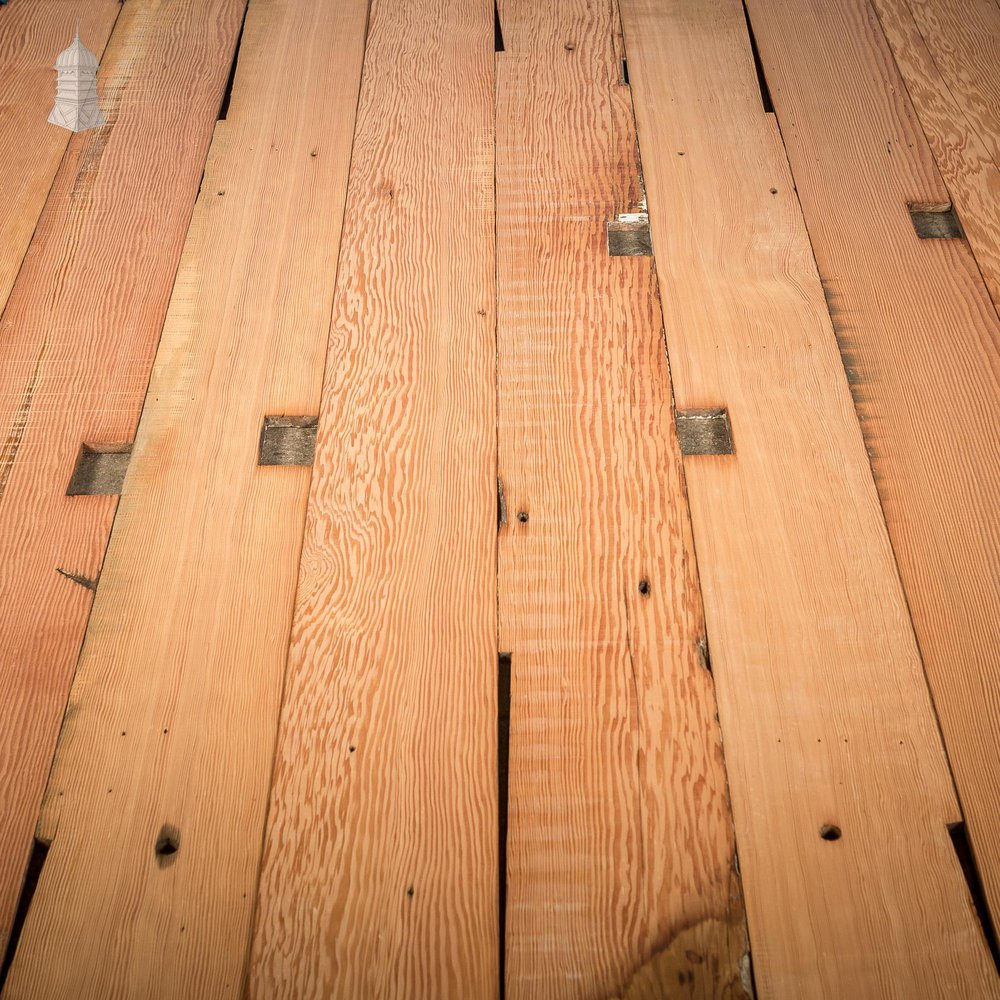 NR48921: Batch of 13.5 Square Metres of Mixed Width Planed Pitch Pine Wall Cladding Floorboards