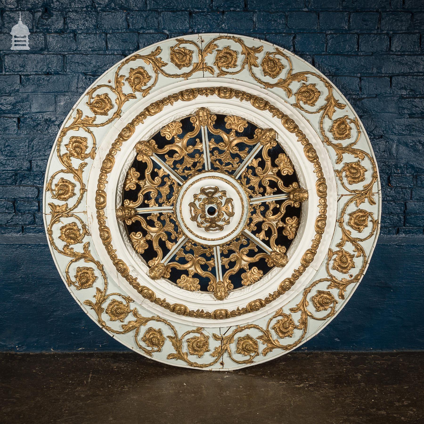 Impressive Elaborately Carved 19th C Celling Rose 4 ½ ft in Diameter ...