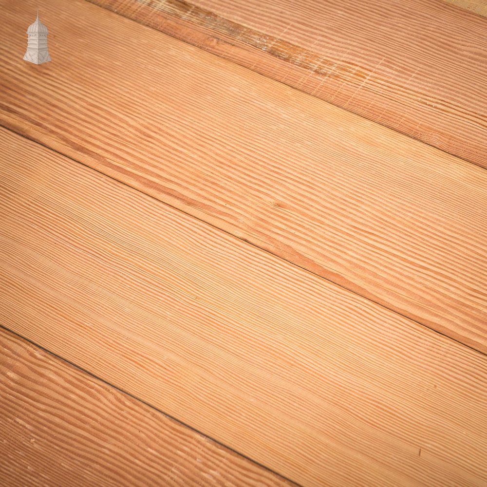 NR48921: Batch of 13.5 Square Metres of Mixed Width Planed Pitch Pine Wall Cladding Floorboards