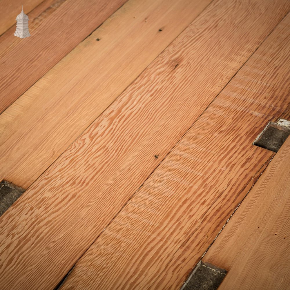 NR48921: Batch of 13.5 Square Metres of Mixed Width Planed Pitch Pine Wall Cladding Floorboards