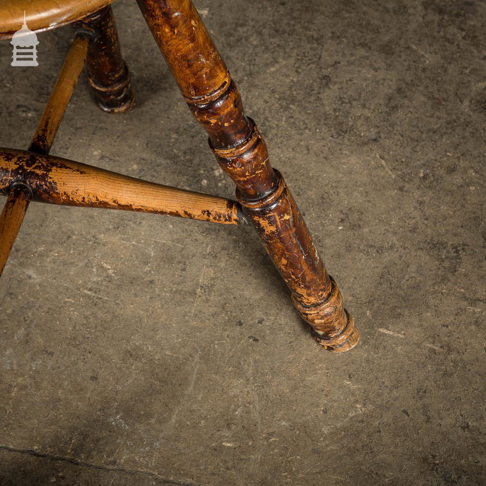 18th C Stool with a Circular Sycamore Top on Turned Elm Legs