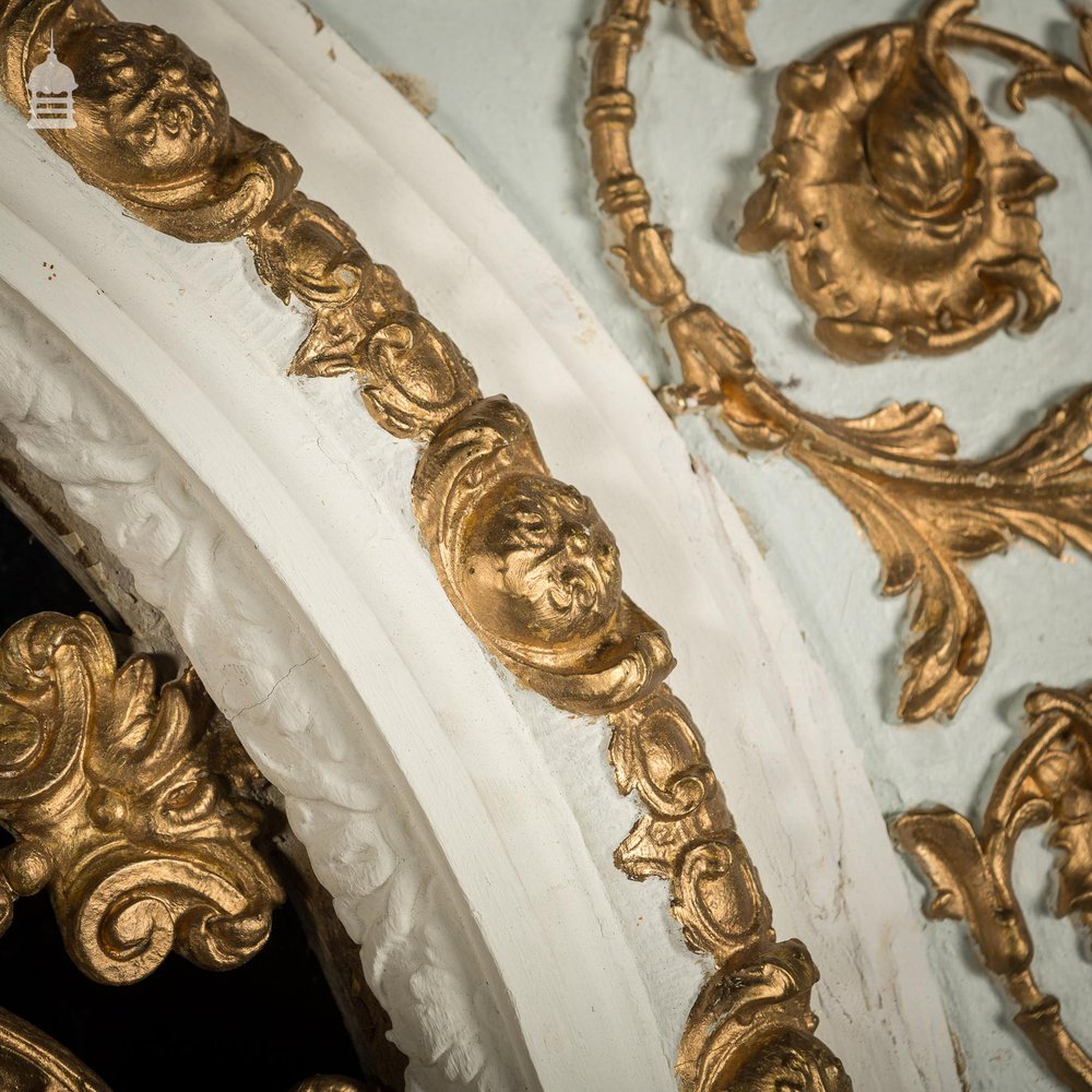 Impressive Elaborately Carved 19th C Celling Rose 4 ½ ft in Diameter