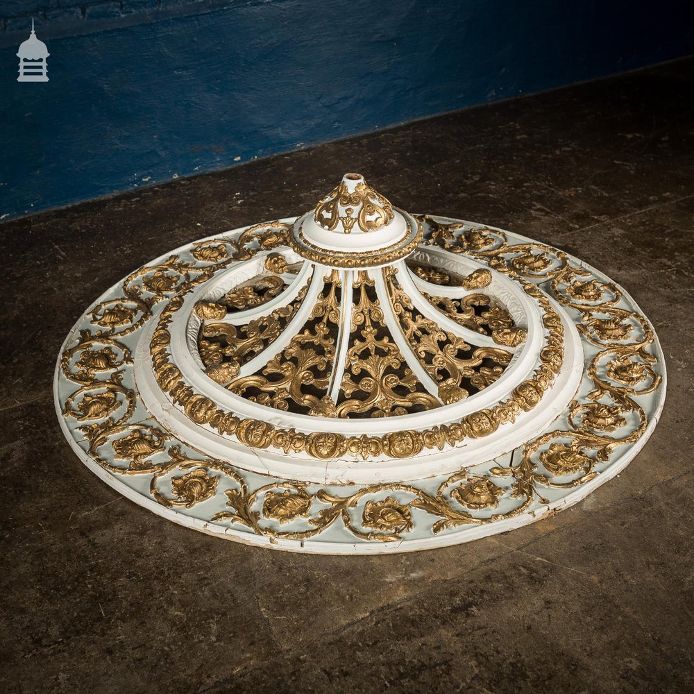 Impressive Elaborately Carved 19th C Celling Rose 4 ½ ft in Diameter