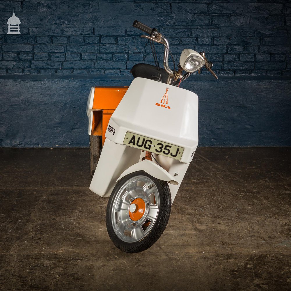 1970’s Orange BSA Ariel 3 50cc Motorised Tricycle Moped