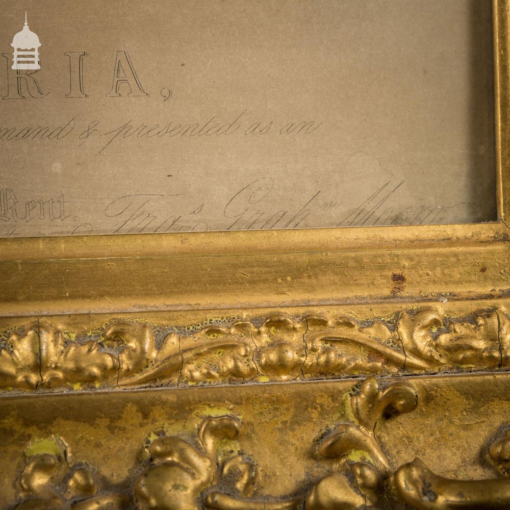 Queen Victoria in Coronation Robes Painted by Alfred Edward Chalon Engraving by Samuel Cousins in Gold Gesso Frame