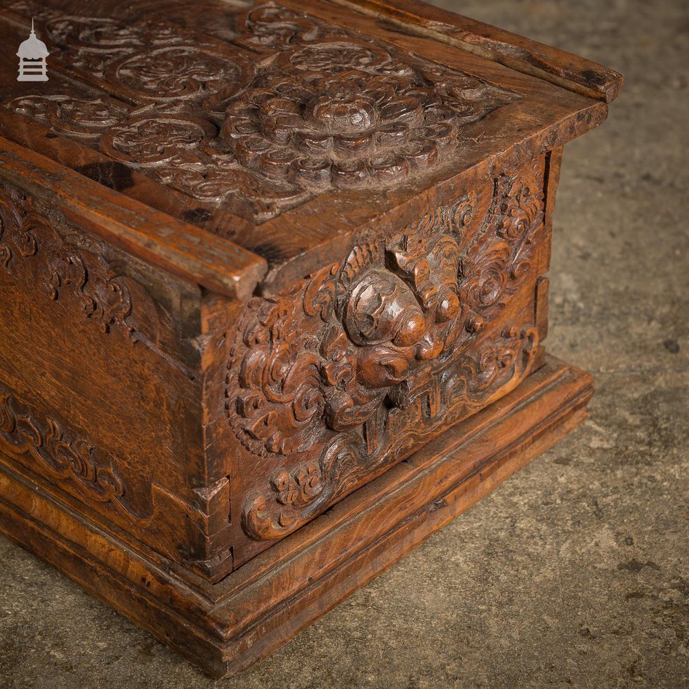 18th C Indian Sliding Lid Teak Box