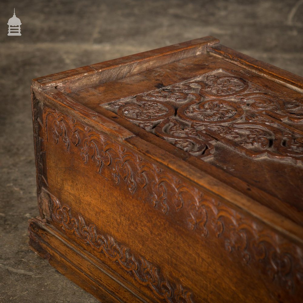 18th C Indian Sliding Lid Teak Box