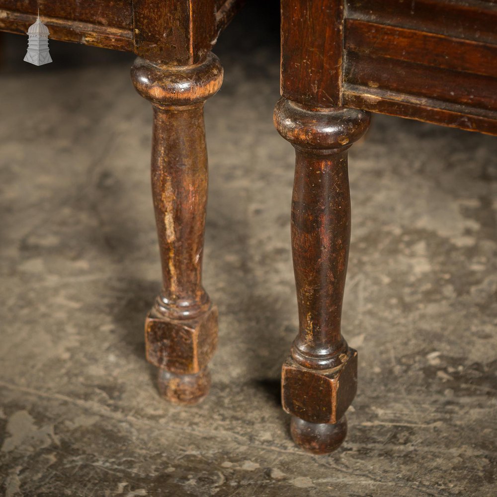 NR54821: Set of 6 19th C French Tall Back Dining Chairs with Worn Leather Seat Pads