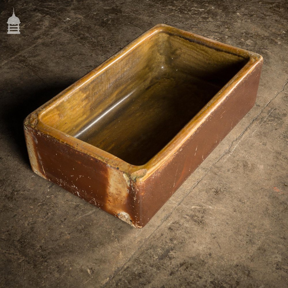 Trough Sink With Worn Salt Glazed Finish Stamped Hurlford by Kilmarnock