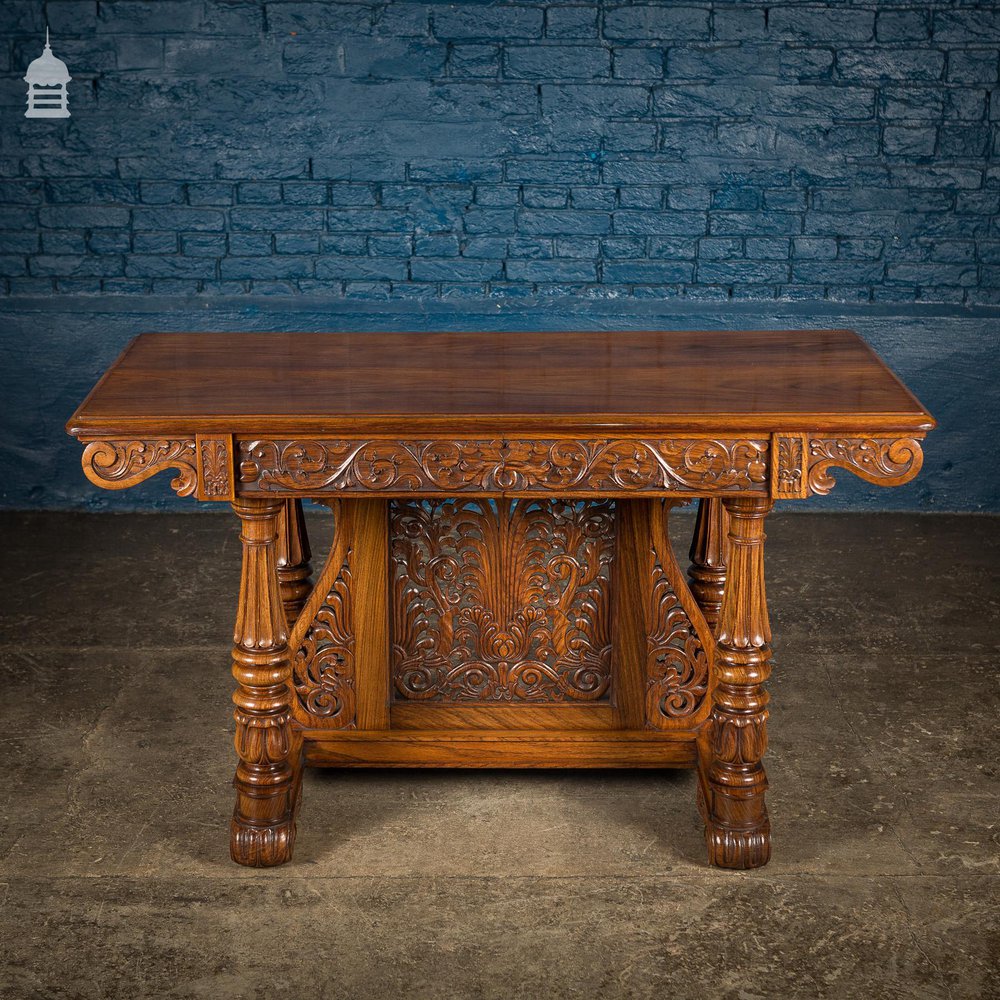 19th C Intricately Carved Rosewood Side Table