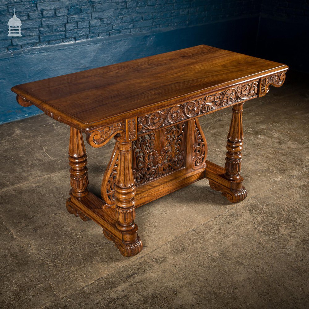 19th C Intricately Carved Rosewood Side Table