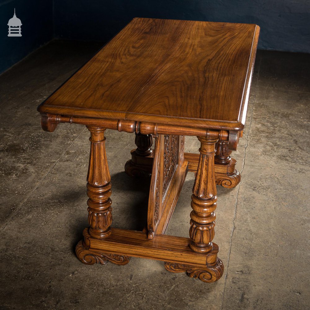 19th C Intricately Carved Rosewood Side Table