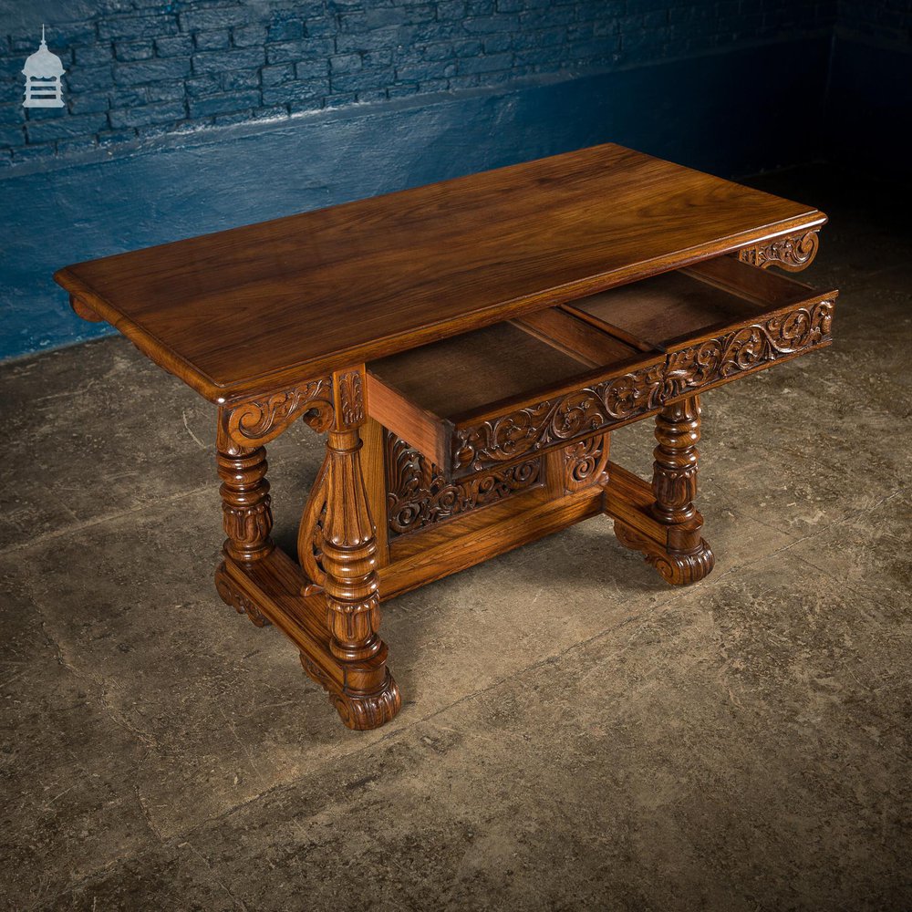 19th C Intricately Carved Rosewood Side Table