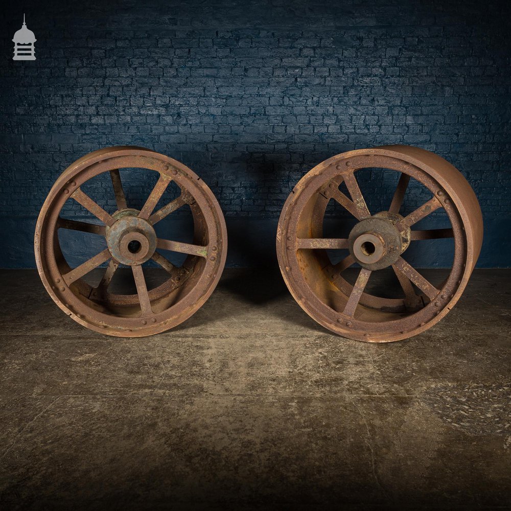 Pair of Large 19th C Industrial Roller Wheels Planters