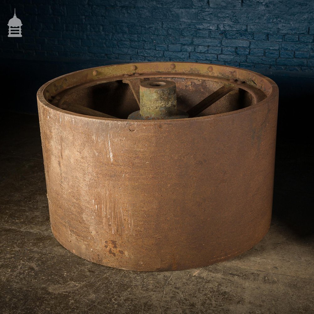 Pair of Large 19th C Industrial Roller Wheels Planters