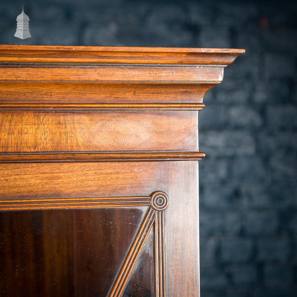 NR58221: Circa 1890 Small Scale Glazed Bookcase by Bartholomew & Fletcher With Diamond Banded Glass & Reeded Detail