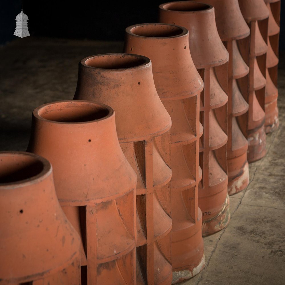 NR59021: Batch of 10 Red Terracotta Chimney Pots