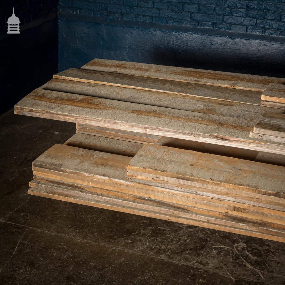 NR24121: Batch of 40 Square Metres Wide Floorboards or Wall Cladding Cut from Reclaimed Joists with Skimmed Paint Finish