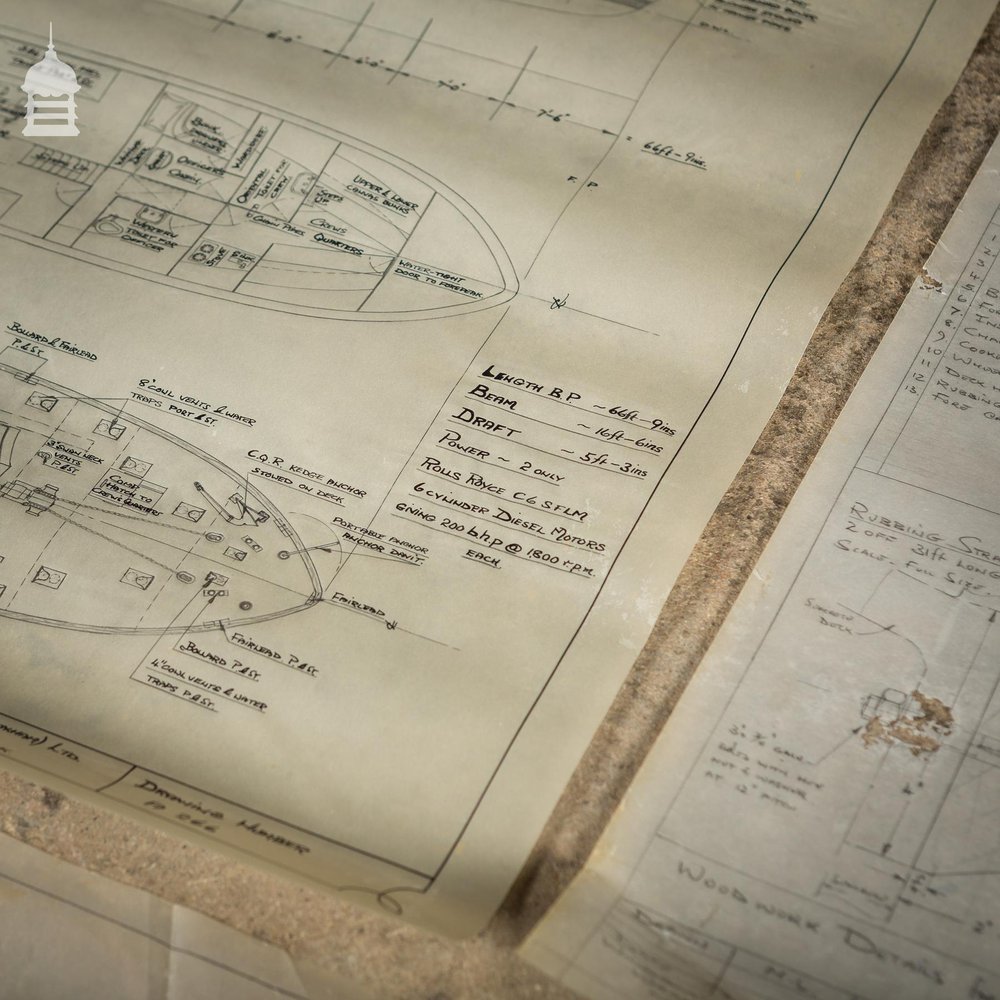 Batch of 550 Vintage Marine Architectural Plans Technical Drawings Blueprints