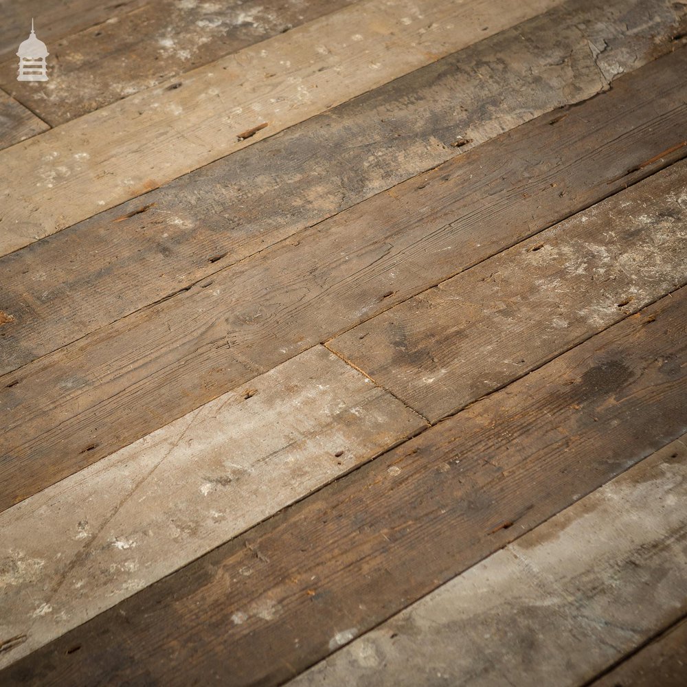 Batch of 55 Square Metres of Pine Tongue & Groove Reclaimed Industrial Factory Flooring