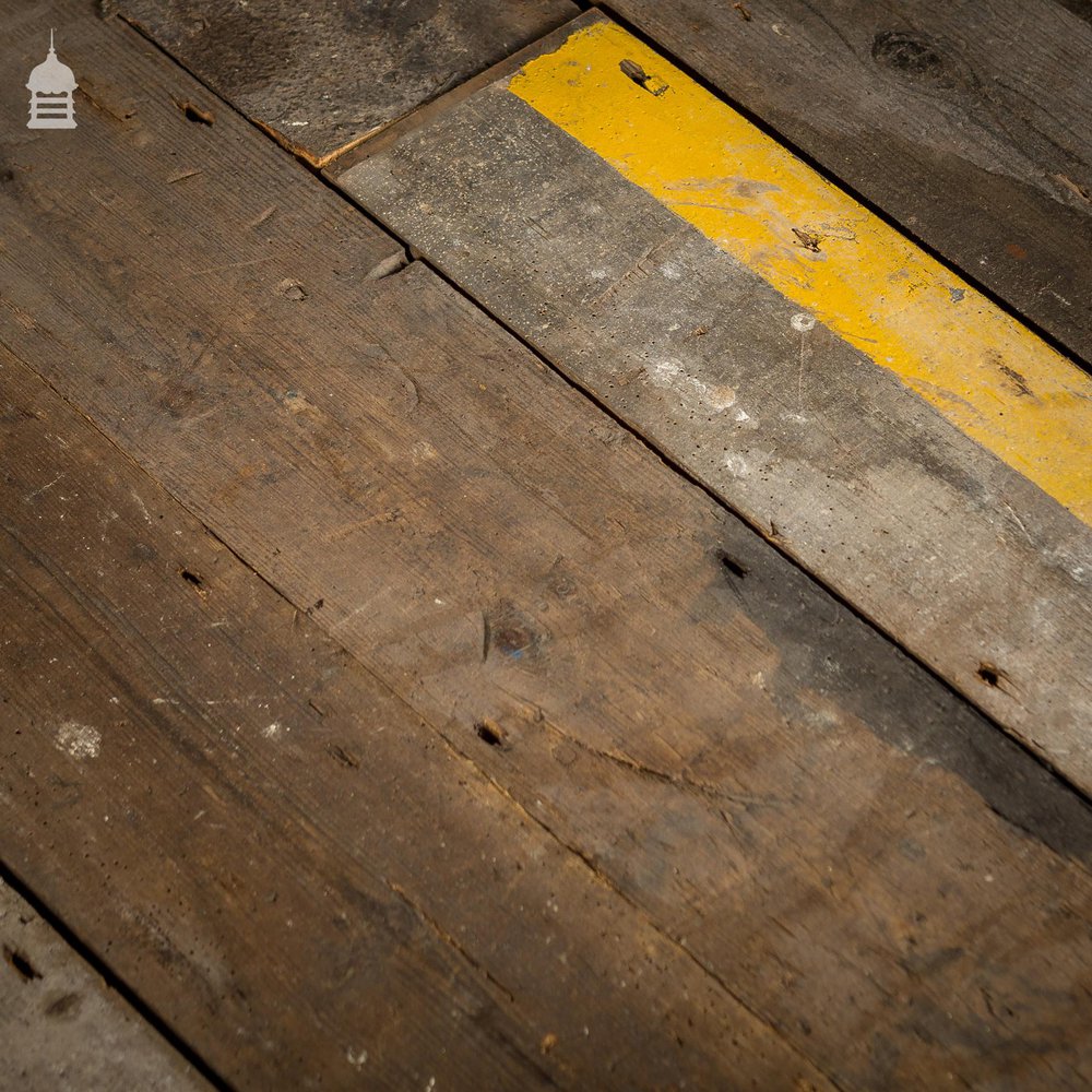 Batch of 55 Square Metres of Pine Tongue & Groove Reclaimed Industrial Factory Flooring