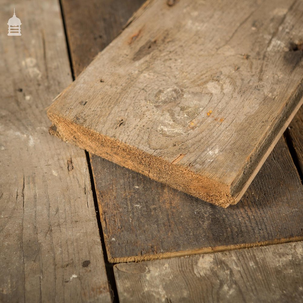 Batch of 55 Square Metres of Pine Tongue & Groove Reclaimed Industrial Factory Flooring