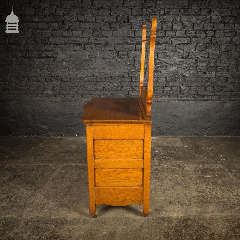 19th C Oak Vanity Unit on Castors With Bouffant Drawer