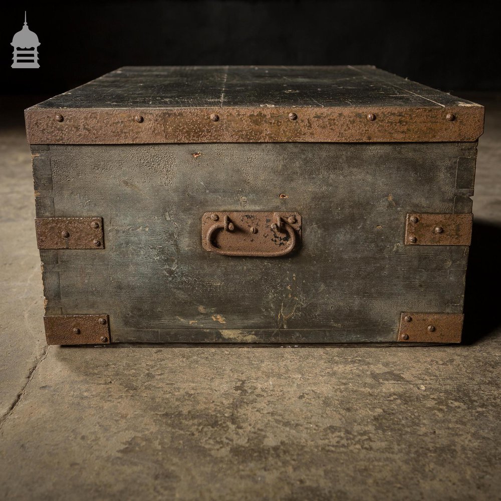 19th C Royal Regiment Wooden Truck Chest with “A.D. Chubb R.C.A” Monogram