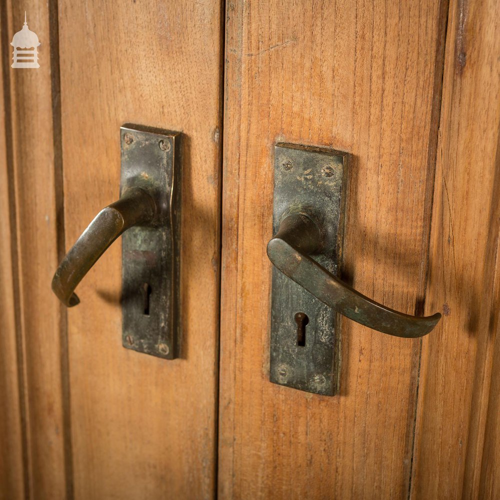 Pair of Teak Doors With Scroll Design and Brass Hardware Circa 1900