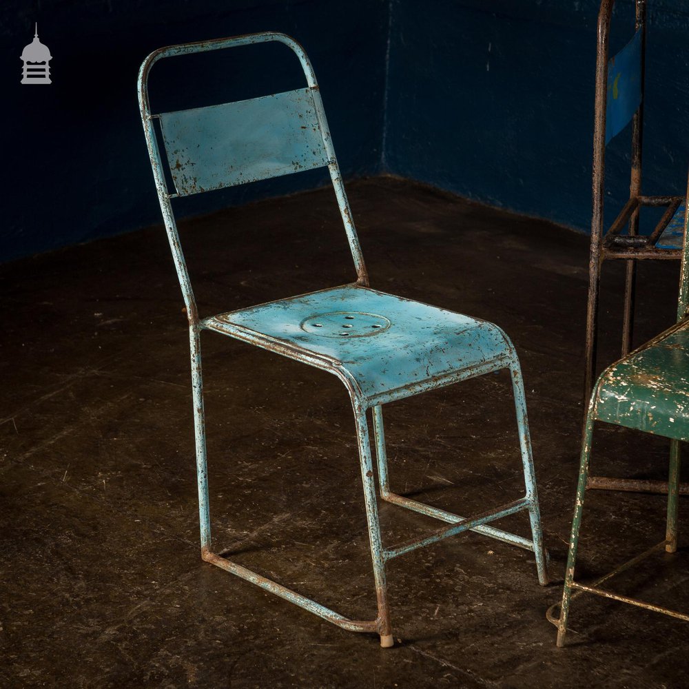 Set of 10 Metal Industrial Chairs From Indonesia