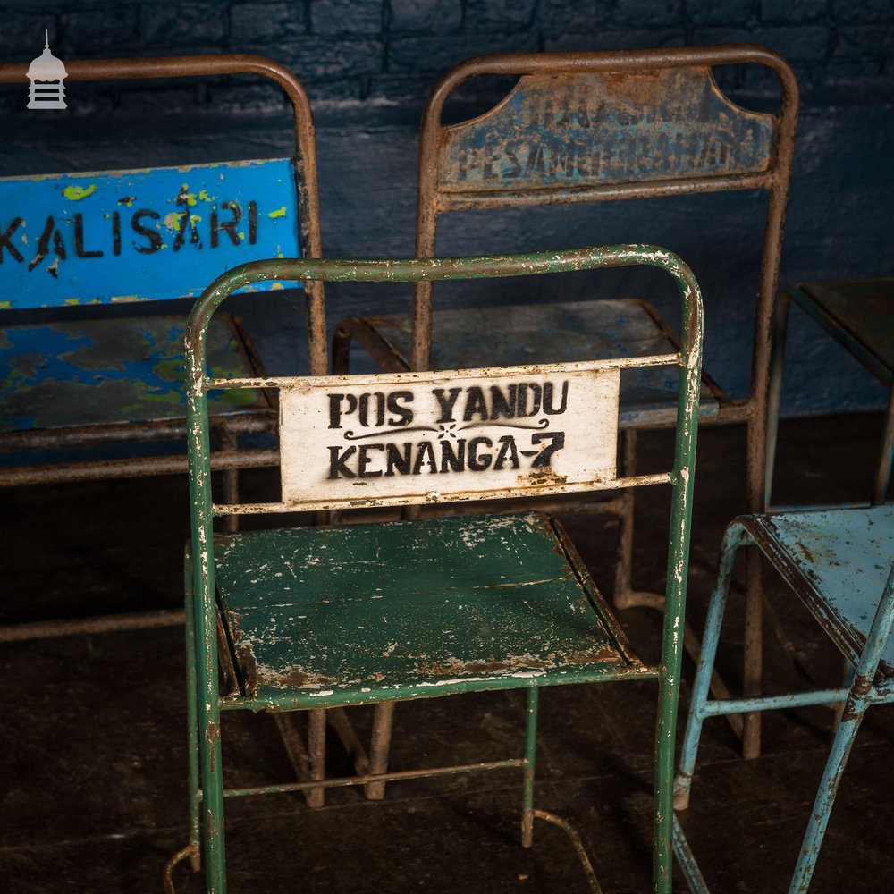 Set of 10 Metal Industrial Chairs From Indonesia