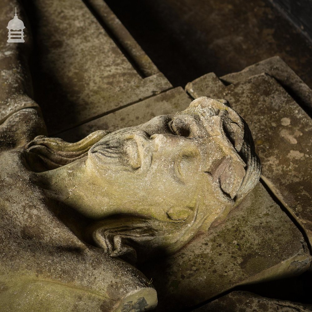 A Life-Sized Jesus On The Cross on a Huge 14ft x 6ft Crucifix Carved In Stone