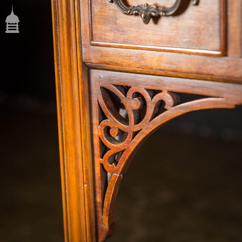 19th C Leather Bound Mahogany Side Table Desk Attributed To Thomas Chippendale