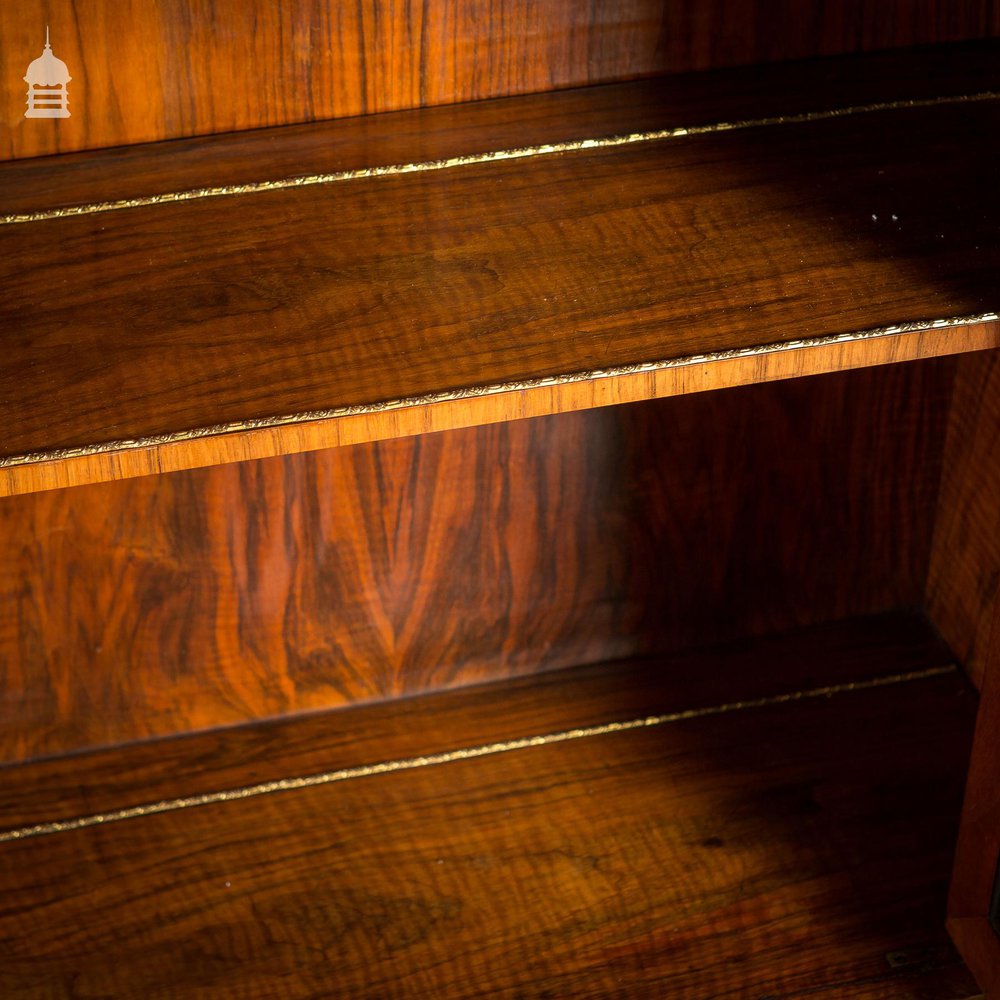 19th C French Empire Walnut Credenza with Intricate Marquetry and Brass Reliefs